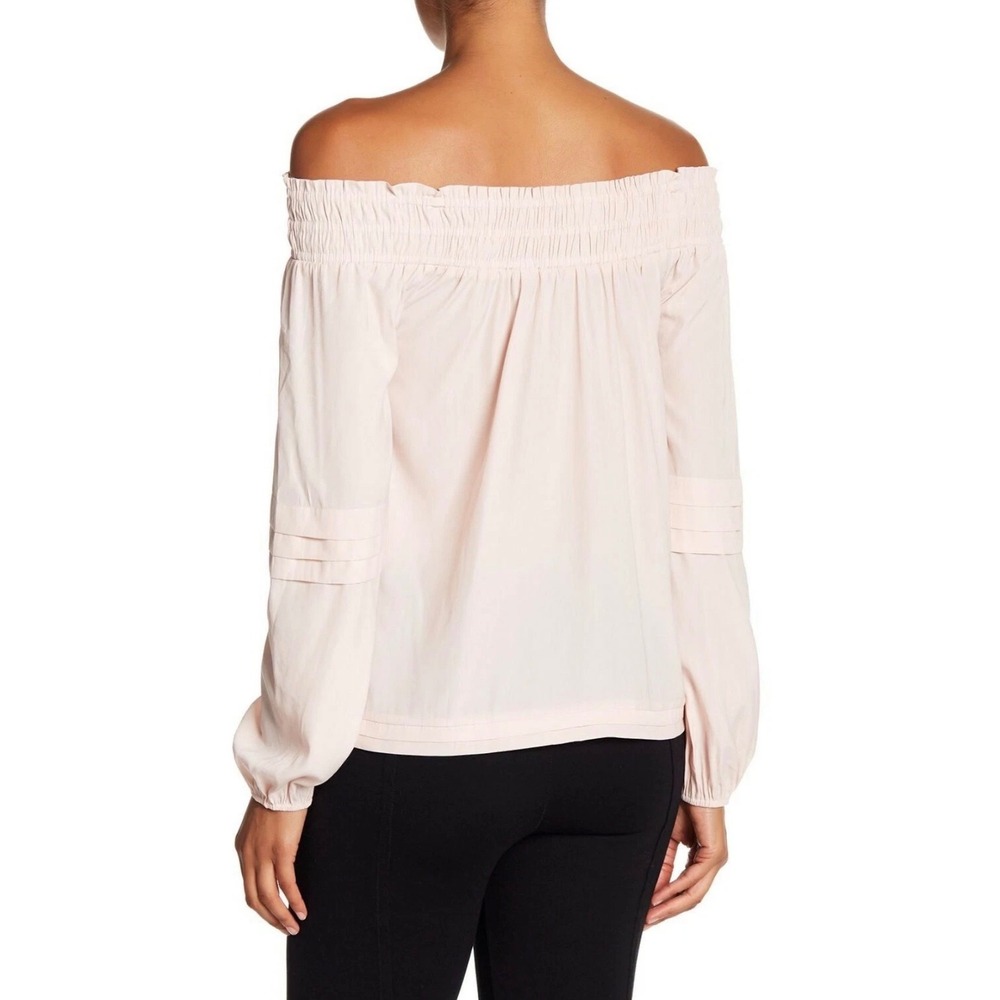 Ramy Brook‎ Aggie Off The Shoulder Smocked Neckline Blouse Womens M Black Chic - Picture 3 of 10